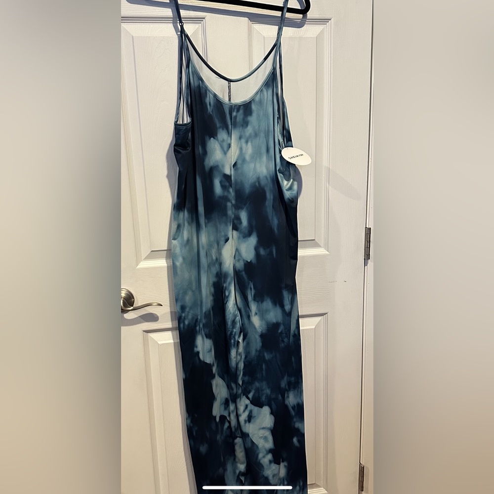 SHEIN Curve sleeveless jumpsuit blue tie dye